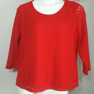 Allison Daley Red Lace Petite Med Blouse